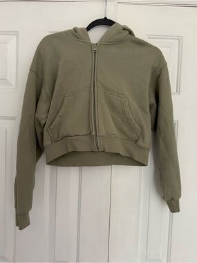 ARITZIA TNA Green Cozy AF Fleece Zip Hoodie